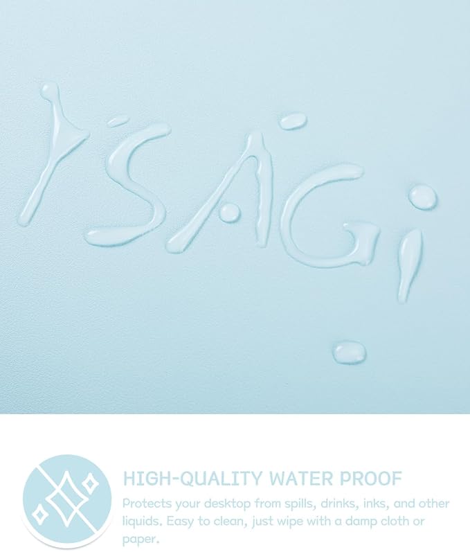 YSAGi Non-Slip Leather Desk Pad, Waterproof Laptop Computer Desk Keyboard Mat, Table Protector Blotter Mat, Large Mouse Pad for Office/Work/Home/Decor(Sky Blue, 23.6" x 13.7")