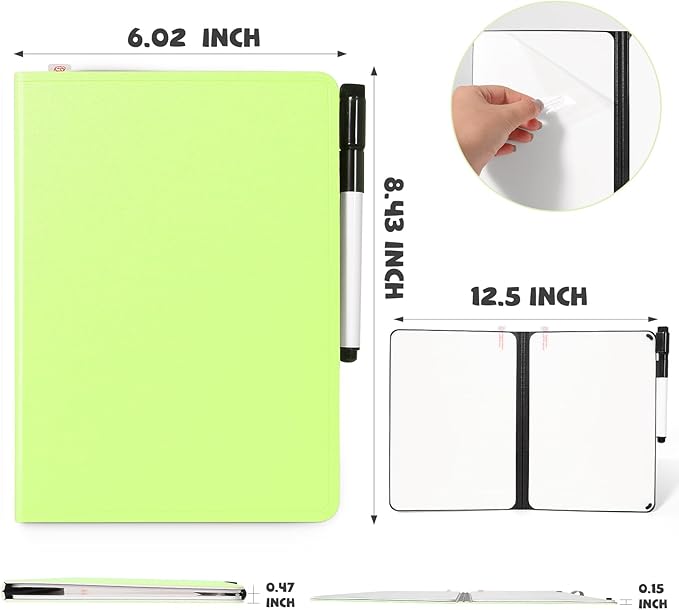 AGM Portable White Board Dry Erase, Double Sided Folding Whiteboards with Pen, Small Dry Erase Board for Study, Meeting, Doodling, Planning, Grass Green