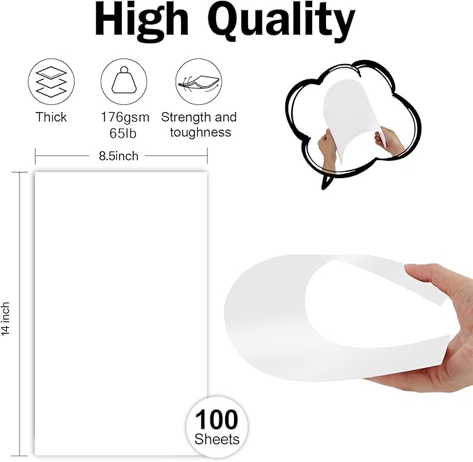 White Cardstock 8.5x14 Thick Paper 100 Sheets, Goefun 65lb Heavyweight Legal Cardstock Printer Paper For Arts and Crafts, Brochures, Menus, Posters