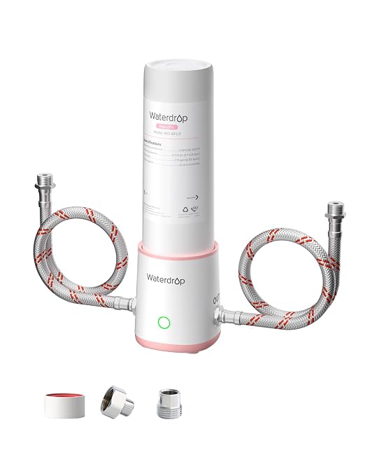 Waterdrop BFU3 Bathroom Sink Filter for Skincare, Reduces Chlorine & Scale | Reduces Skin Redness and Irritation, No Drilling Required, for Cold Water Supply Only, Time Reminder