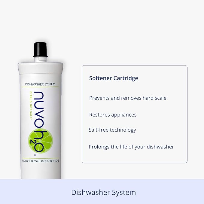 NuvoH2O Dishwasher System – Prevents & Removes Hard Water Scale, Extends Dishwasher Life, Compact & Easy to Install