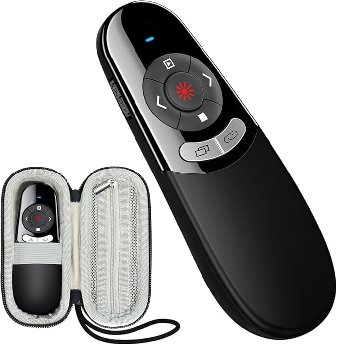 2 in 1 Type C USB Presentation Clicker with Carry Bag, Wireless Presenter Remote PowerPoint Clicker for Computer Presentations, Slide Advancer for Mac Laptop