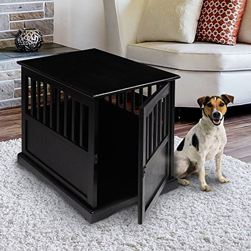 Wooden Pet Crate, End Table, Medium, New Black