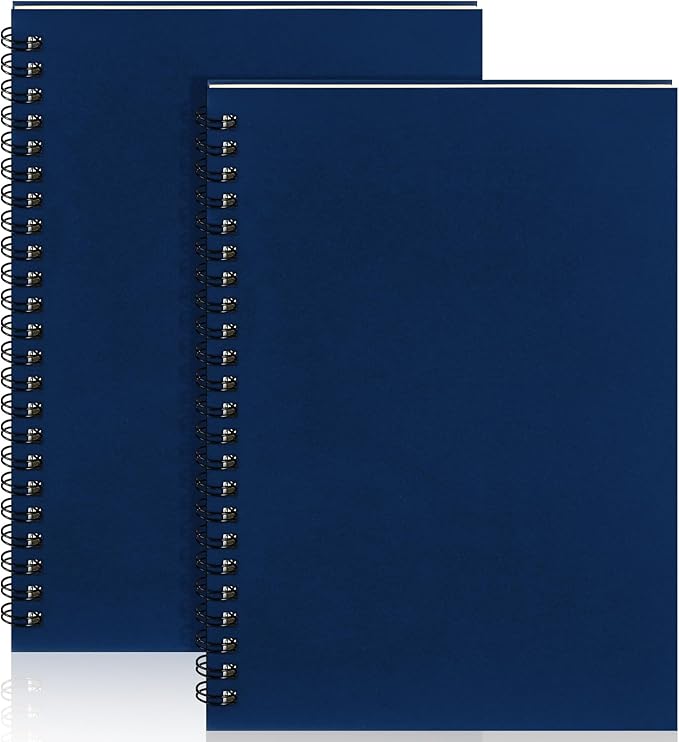 Yahenda 2 Pcs Spiral Notebook Bulk A5 Journal Lined 8.3'' x 5.5'' Writing Composition Paper Small Notepad Subject Notebook for Students Office Business Back to School Supplies (Deep Blue)