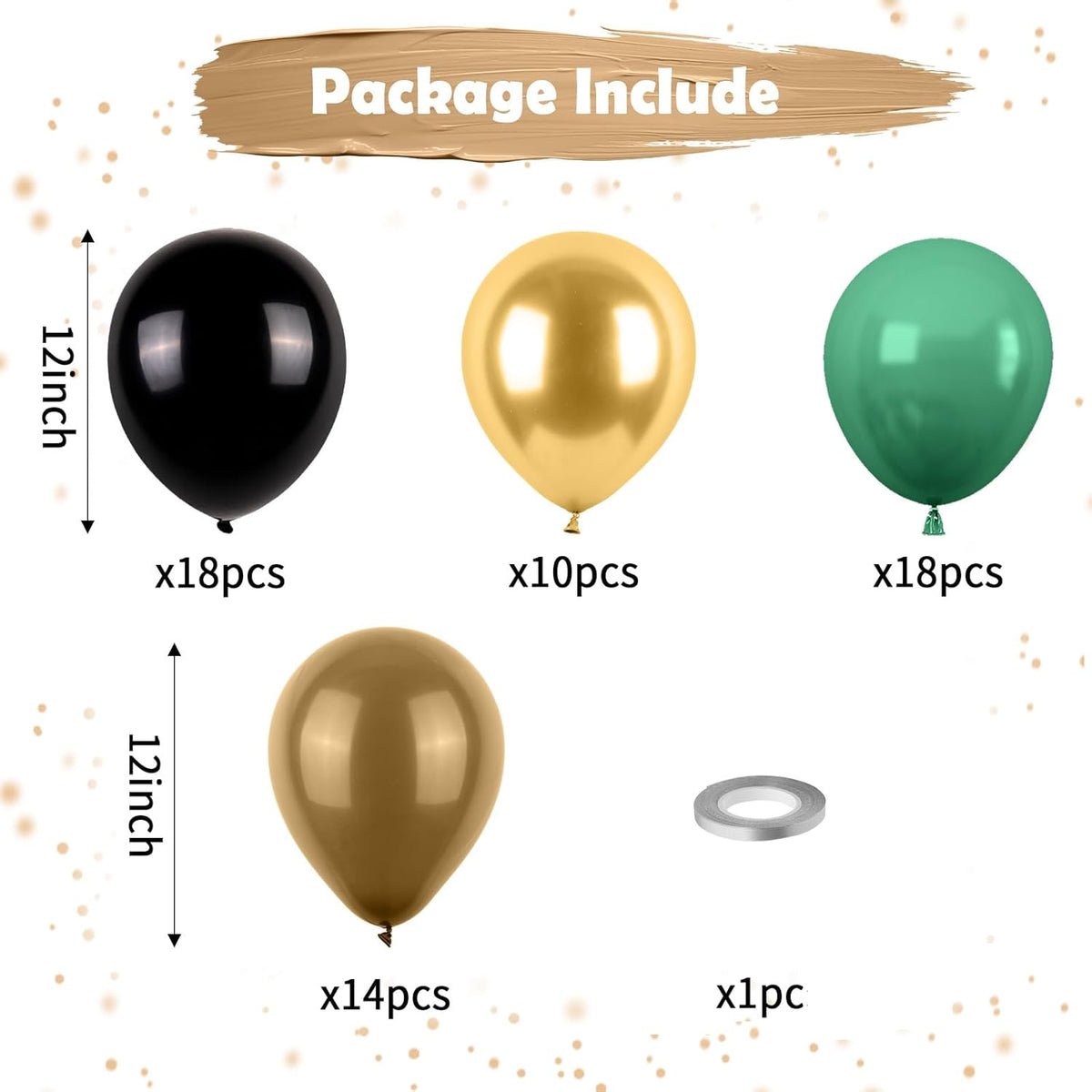 Green and Brown Balloons, Camo Balloons Camouflage Party Balloons Green Black Latex Balloon Metallic Gold Balloon for Kids Adults Hunting Birthday Soldier Army Theme Party Jungle Camping Decorations