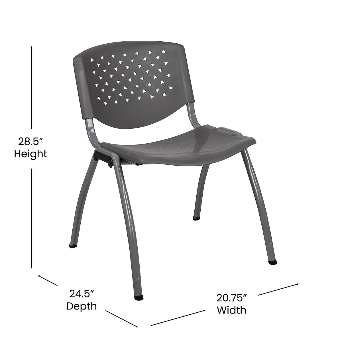 5 Pack 880 lb. Capacity Gray Plastic Stack Chair | Comfortable Seating with Durable Design