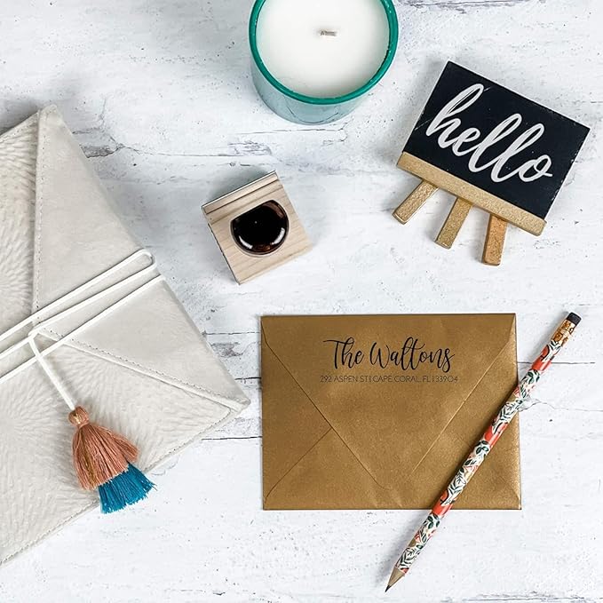 Self Inking Modern Address Stamps | Custom Return Address Stamper (Playful Script, Large)