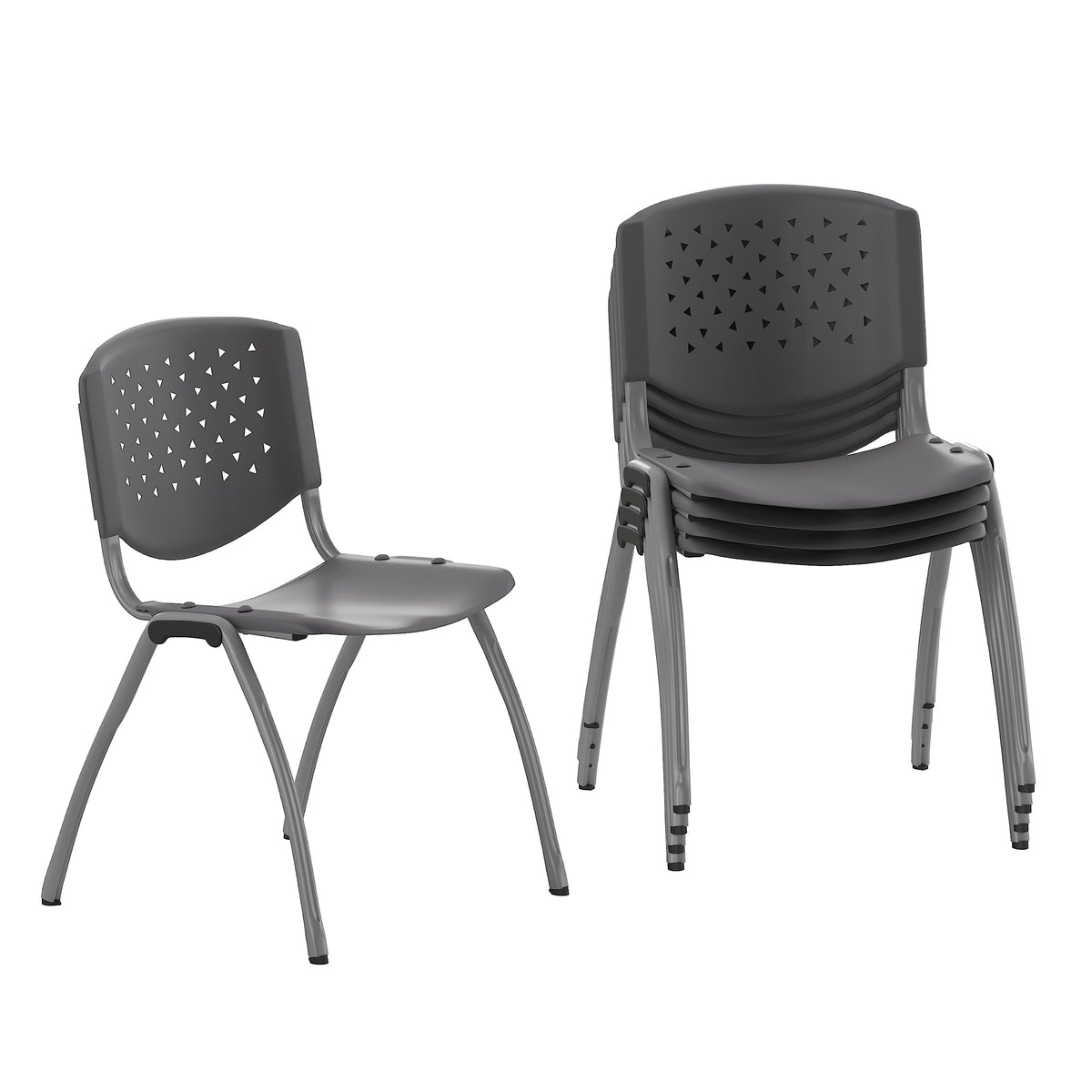 5 Pack 880 lb. Capacity Gray Plastic Stack Chair | Comfortable Seating with Durable Design