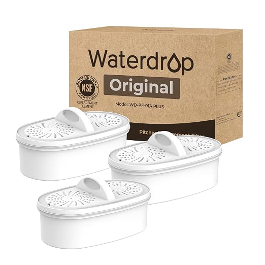 [Original] Waterdrop PF-01A Water Filter for Waterdrop Pitcher & Dispenser | NSF Certified, Reduces Lead, PFAS, PFOA/PFOS, Chlorine, Each Filter Lasts Up to 3 Months or 200 Gallons, 3 Pack