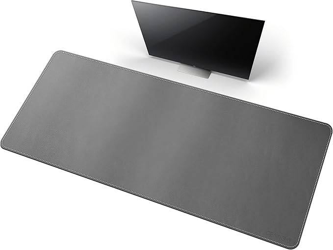 CENNBIE Leather Desk Mat, 59" x 27.5" Extra Large Desk Pad Blotter Protector, Extended Non-Slip Mouse Pad, Waterproof PU Leather Desk Mat on top of desks Large for Office and Home (Grey)