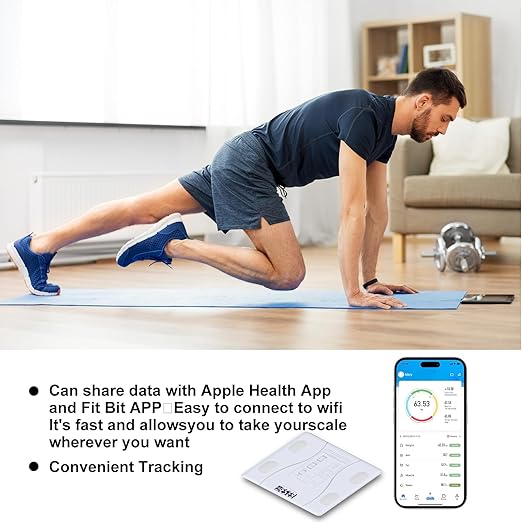 Intelligent Body Fat Scale, a Simple and Practical Digital Scale That can be Connected to a Mobile Digital Bathroom Scale to Display BMI, Body Fat, Muscle Mass, and Durable Weight Scale (White)