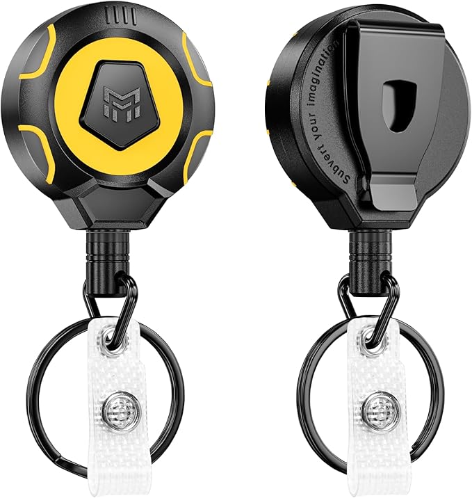 MNGARISTA Upgraded Heavy Duty Retractable Keychain with Belt Clip, 10 OZ Retraction, 31.5" Stainless Steel Cord, ID Badge Reel with Badge Strap and Key Ring, 2 Pack