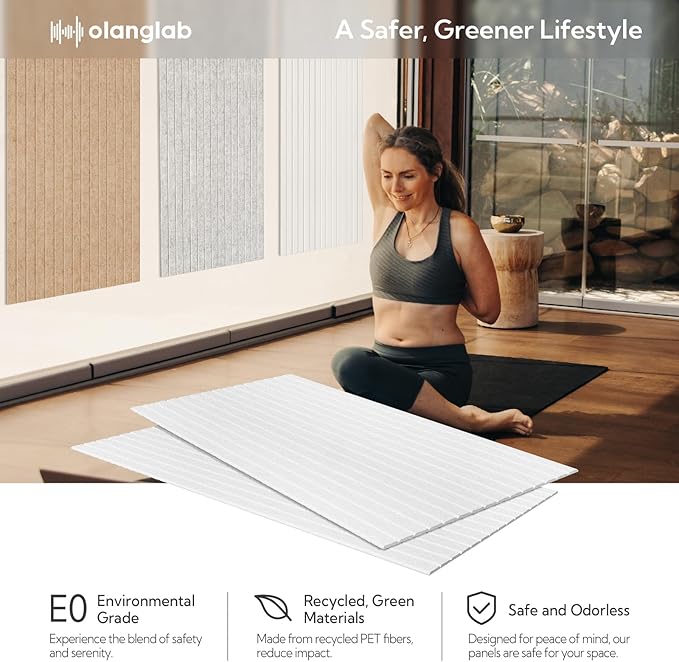 Olanglab Acoustic Wall Panels 10 Pack, 48 x 24 per Acoustic Panels Sound Absorbing, Decorative Sound Panels for Home Studio and Office, White
