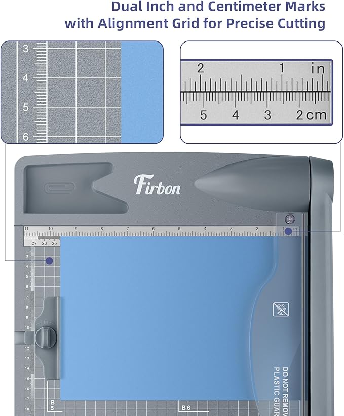 Firbon 12" Guillotine Paper Cutter, Heavy Duty 30-Sheet Capacity Trimmer for Cardstock, Photos, Scrapbooking, Office, Classroom, Studio (Gray)