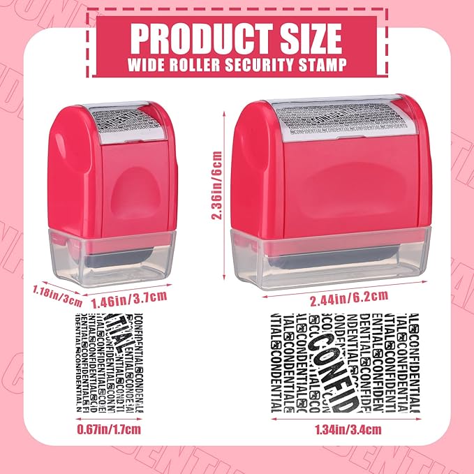 Nezyo 2 Pack Identity Protection Roller Stamp Identity Theft, Confidential, Privacy Roller Stamp Information Blocker and 4 Pack Refill Ink for ID Account Data Address Security(Peach)