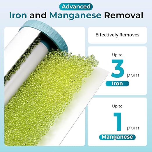 iSpring Whole House Water Filter System, Reduces Iron, Manganese, Chlorine, Sediment, Taste, and Odor, 3-Stage Iron Filter Whole House, Model: WGB32BM