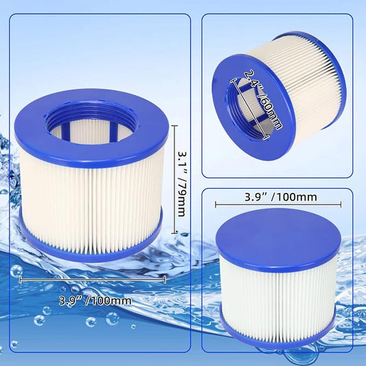 60% Denser Filter, High-Efficiency Screw-in Hot Tub spa Filters Replacement Compatible with All Relxtime, Aleko, Wejoy, Aquaspa Hot Tubs & Other Spas (4 Filters + 2 Filter Bags)