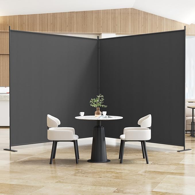 Helios&Hestia 2-Panel 6 ft Tall Indoor Folding Room Divider, Portable Privacy Screen, Freestanding Partition Separator, Temporary Wall Separation for Bedroom, Office, 142" W X 71" H, Dark Grey