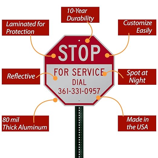 SmartSign Custom STOP Sign 18"x18" 3M Laminated EG Reflective 80 mil Aluminum, Personalized Metal Sign for Outdoor, Parking Lots, Gate, Garages, USA-Made