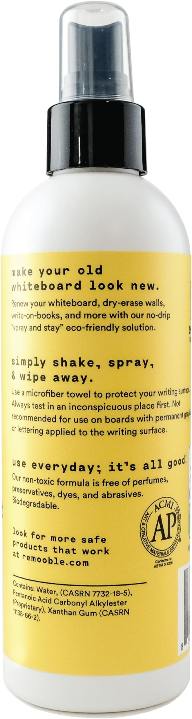 Remooble Dry Erase Whiteboard Cleaner Spray - Safely Removes Tough Stains and Ghosting (2 Pack)