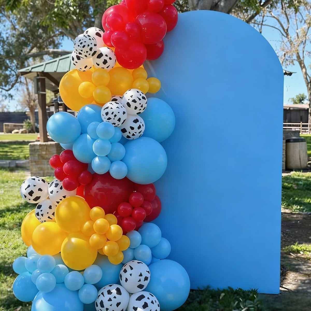 Farm Animal Print Balloon,50Pcs Sky Blue Cloud Balloons Set Red Blue Yellow Green Latex Balloon,for Boys Girls Birthday Party Supplies