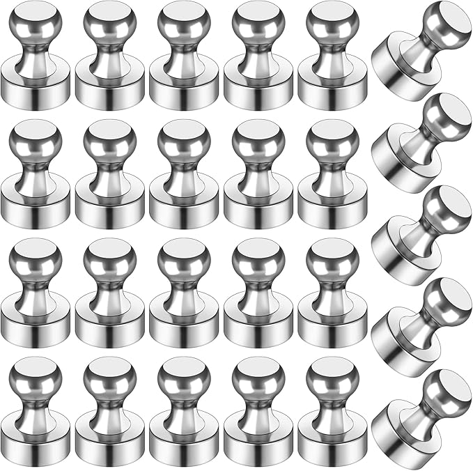 LOVIMAG Fridge Magnets 25Pcs Refrigerator Whiteboard Small Strong Magnet Classroom Kitchen Accessories Decorative Locker Set Decor Must Haves Office Calendar Refrigerador Magnetic Cute Crafts Silver