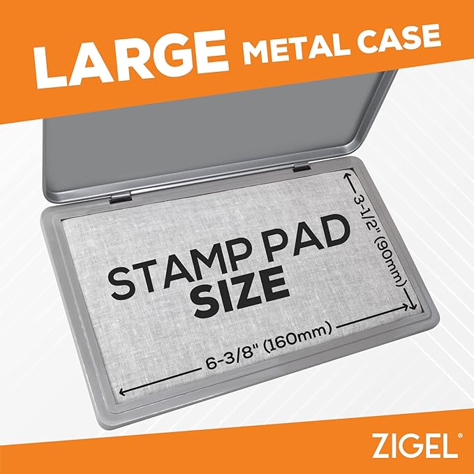 2 Pack Metal Case Stamp Pad Large Size, Red Color - Size: 3" x 6" - Choose from 15 Ink Colors