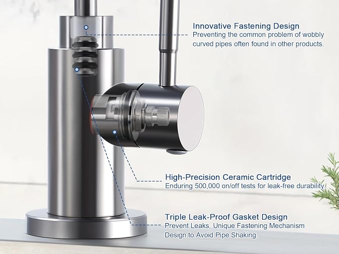 Water Filter Faucet, VMASSTONE Reverse Osmosis Faucet Fits Most RO Units or Water Filtration System in Non-Air Gap, Lead-Free Stainless Steel Drinking Water Faucet for Bar Kitchen Sink, RV (DM001 CG)