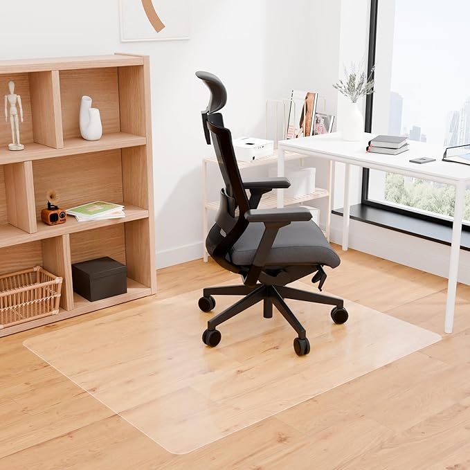 100pointONE Office Chair Mat for Hardwood Floors, Easy Glide Floor Mat for Rolling Chair & Computer Desk, Clear Desk Chair Mat for Home Office Rolling Chairs 46" x 60"