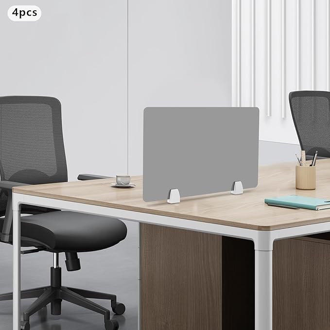 4PCS Desk Dividers Office Partitions, Privacy Desk Panel Protective, Acrylic Plexiglass Shield with Clamps for Offices Schools Call Centers - 23.6”L X15.8”W