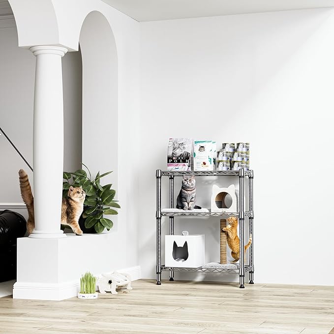 M MZG 750 lbs 3 Tier Shelf Metal Storage Shelves Wire Rack Closet Organizers for Garage Kitchen Bathroom Laundry Chrome 11.8" D x 25.6" W x 31.5" H