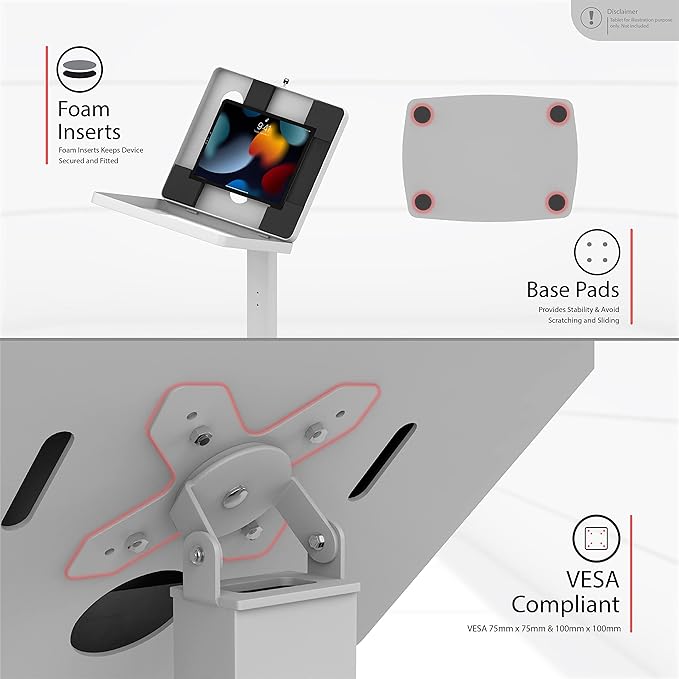 Thin Floor Stand - CTA Tall Standing 360 Degree Kiosk Display Tablet Holder - Charger Access & Lock - for iPad Pro 13-inch (M4), iPad Pro 12.9-inch, iPad Air 13-Inch (M3 / M2)