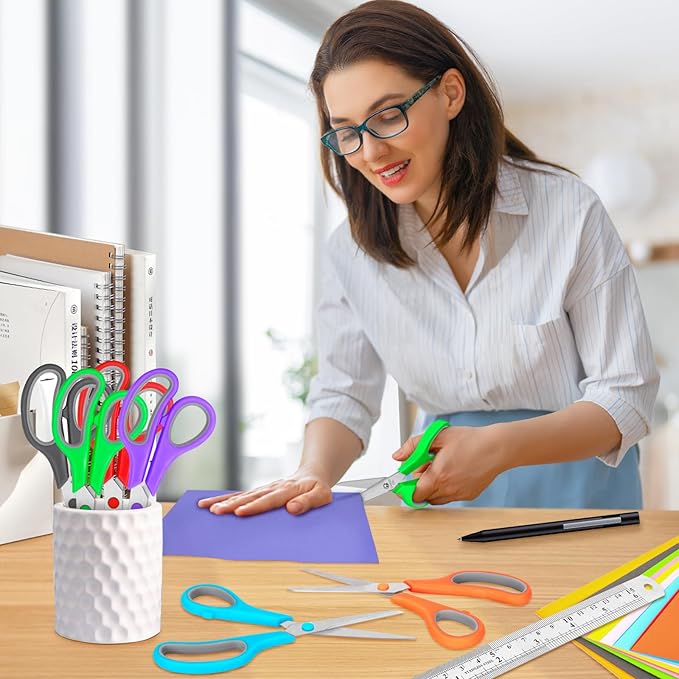 30 Pack Scissors Bulk, 8 Inch Sharp Scissors All Purpose for Office School Classroom, Shear Fabric Sewing Craft Cutting Paper for Adults Teachers Students, School Supplies for Right/Left Handles