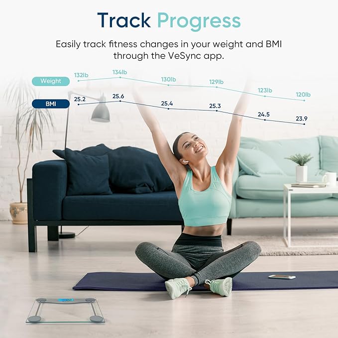 Etekcity Bathroom Scale for Body Weight and BMI, Upgraded Bluetooth Digital Scale, Large Blue LCD Backlight Display, High Precision Measurements, 400 Pounds
