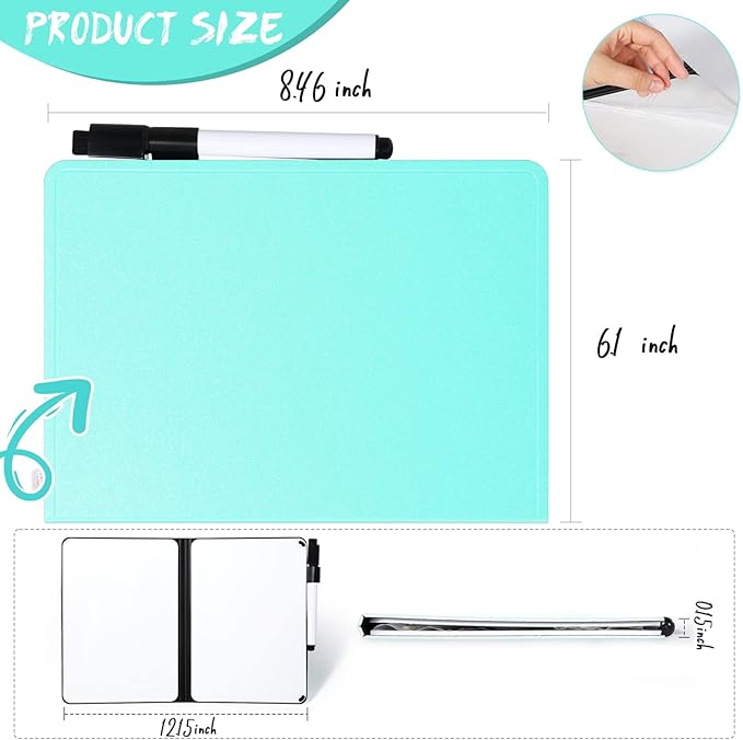 AGM Portable White Board Dry Erase, Double Sided Folding Whiteboards with Pen, Small Dry Erase Board for Study, Meeting, Doodling, Planning, Mint Green