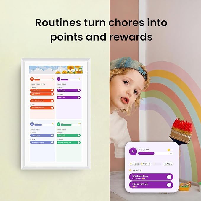 ApoloSign Digital Calendar: Electronic Calendar, Smart Touchscreen Interactive Display for Chore Chart, Family Schedules Planner, Supports All Apps via Google Play (White, 15.6-inch)