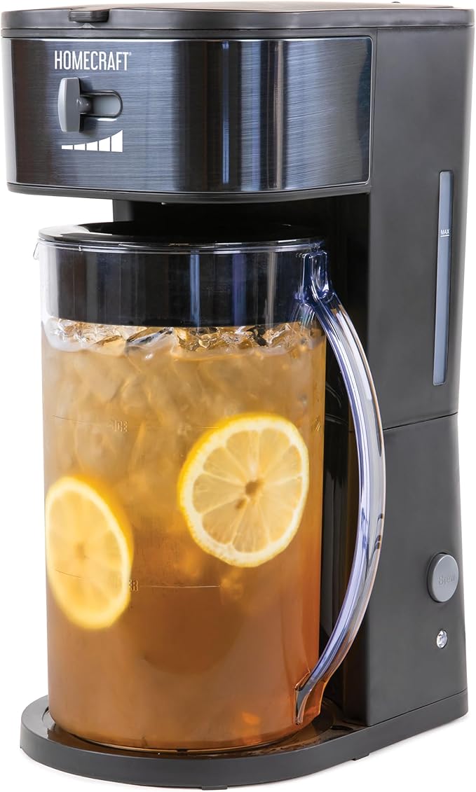 Homecraft 3-Quart Iced Coffee and Tea Maker with Filter Basket, Flavor Enhancer, Adjustable Brew Strength, Black