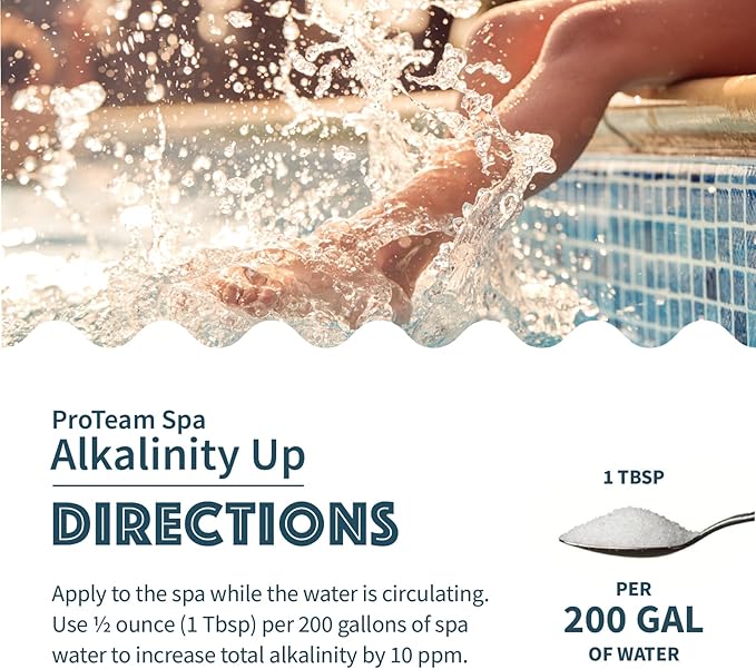 ProTeam Spa Alkalinity Increaser for Hot Tub to Keep Alkalinity Up for hot tub spa - with SplashWiz Spa & Hot Tub Chemicals Care Guide e-Book - Made in USA (1lb) (2 Pack)