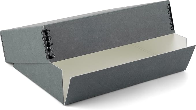 Lineco Museum Archival Storage Box, 11.75x18.25x3 in. Drop Front Design. Acid-Free with Metal Edge. Organize Photos, Pictures, Prints, Documents, Crafts, DIY. Gray, 1 Pack