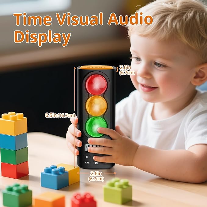 Traffic Light Visual Timer&ADHD Tool for Kids Adults Display Volume Adjustment, with 4 Ringtones for Classroom Desk Home Kitchen Game Countdown Pause Memory Function Charger Type C Included