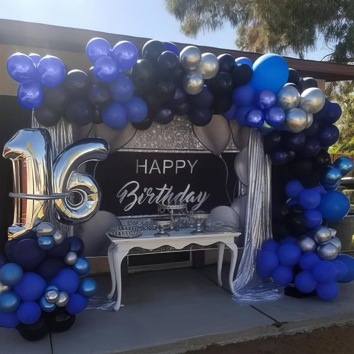 Blue and Black Balloons, Navy Blue and Silver Balloons Metallic Silver Dark Blue Balloon Party Latex Balloon Black Blue Ballons for Kids Adults Birthday Space Party Wedding Baby Shower