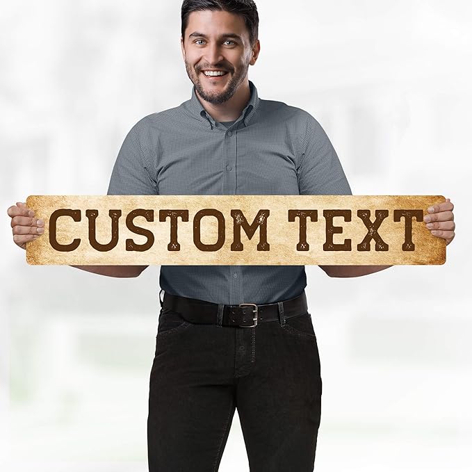 Custom Sign, Custom Street Sign, 11 Font Colors, 13 Font Styles, 4 Hole Options, 22 Sizes, 6x36 Inches, Rust Free DiBound, Fade Resistant, Made in USA by My Sign Center (Vintage)