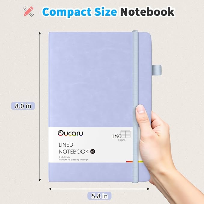 Oucaru Lined Journal Notebook, 16 Pack, 180 Pages, A5 Journals for Writing, 100 GSM Thick Paper, Small Notebooks Daily Journal for Women Men Work, Business, School, Travel Supplies