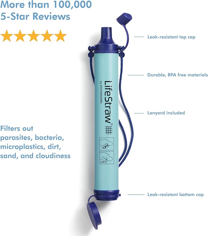 LifeStraw Personal Water Filter for Hiking, Camping, Travel, and Emergency Preparedness
