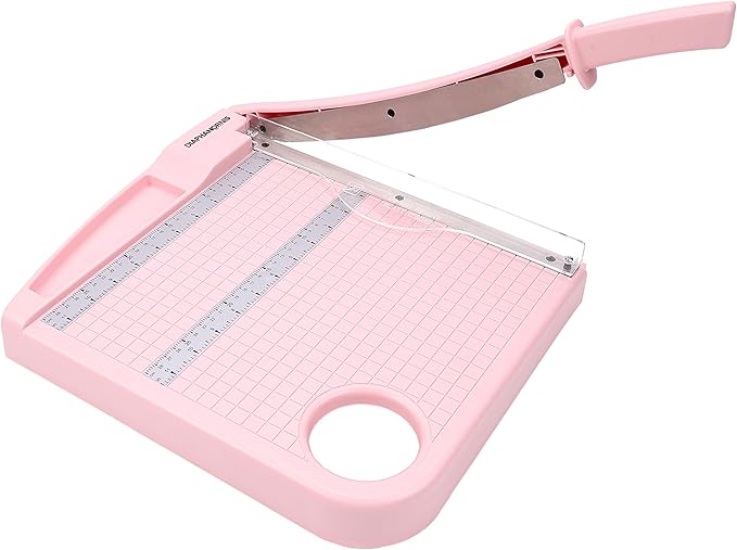Paper Cutter,Paper Trimmer12" Cutting Length Heavy Duty Guillotine Paper Slicer with Safety Guard and Blade Lock,12 Sheets Capacity,Ideal for Offices,Homes,Printing Shops,Photo Studios (13079PINK)