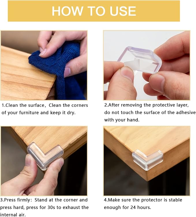 20 Pack Table Corners, Corner Guards, Clear Corner Protectors, Corner Protectors, Baby Proof Corner Guards Stop Child Head Injuries Tables, Furniture & Sharp Corners Baby Proofing (L-Shaped)