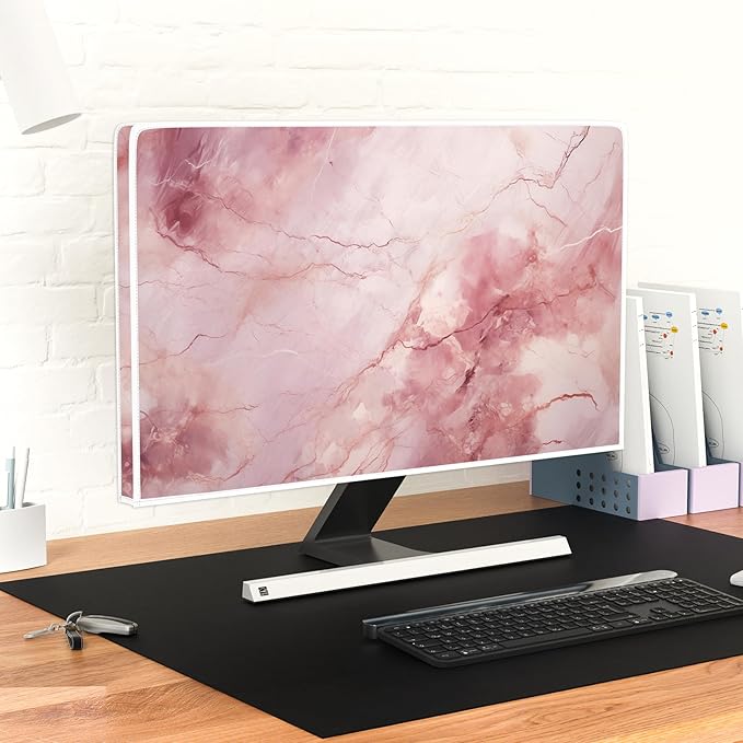 Baocicco Fashion Pink Marble Waterproof Television Cover 75 Inch Full Body Covers for Television Screen Panel Case Computer Sleeve Compatible with PC, Desktop and TV LED LCD OLED