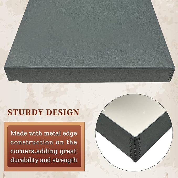 Golden State Art, Archival Folio Storage Box 13x19, Clamshell Design with Metal Edge, Preserve and Store Photos Documents Cards Prints Arts Crafts DIY, Gray, Pack of 2