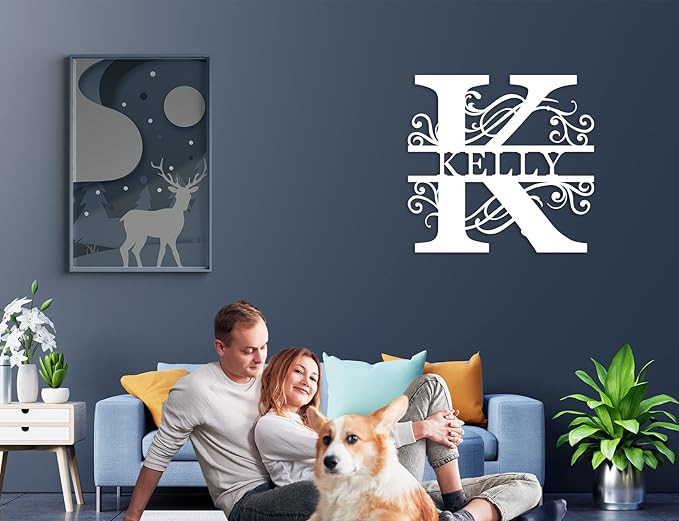 Custom Metal Name Sign | Split Letter Monogram Wall Decor | Personalized Family Name Sign | Personalized Anniversary Wedding Gift | Outdoor Metal Art | Housewarming Gift