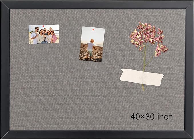 Gideal Bulletin Board 40x30 Inch, Cork Board with Grey Fabric and Pine Wood Frame, Cork Boards for Walls, Wall Mounted Fabric Notice Board for Home Office School, Vision Board and Message Organizer